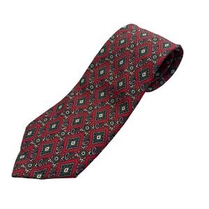 Vintage Liberty of London Tie Mens Medallion Paisley Silk Wool Red Skinny 3 x 54